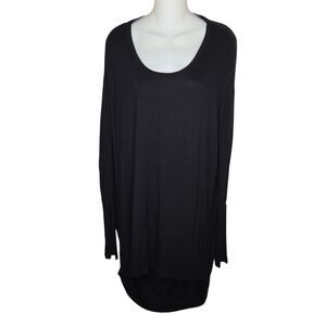 Peruvian Connection Black Viscose Spandex Ruched Side Tunic Top - Large